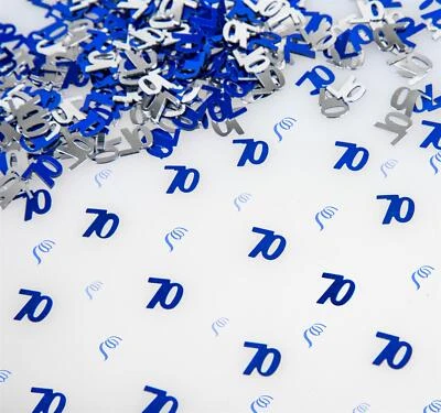 Tabletop Confetti Blue Silver 70th Birthday Anniversary Scatter Party Decor X2 - Image 1 of 4