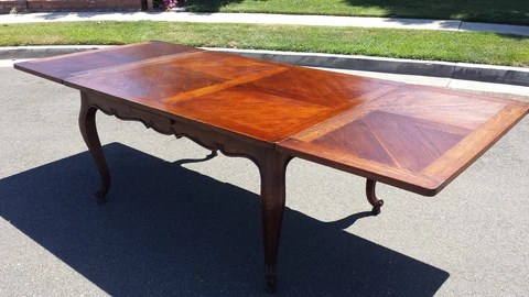 COUNTRY FRENCH DINING TABLE,HAND CARVING AROUND APRON ,BURNISH FINISH, DIAGONAL Cover