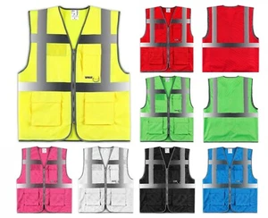 Warnweste mit Reißverschluss & Taschen Funktionsweste Exekutive Sicherheitsweste - Bild 1 von 31