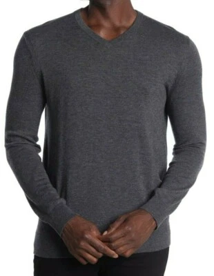 $285 NUEVO CON ETIQUETAS TEORÍA Talla L RILAND CUELLO EN V MANGA LARGA LANA SUÉTER CARBÓN Foto 1 de 4