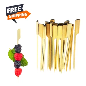 Bamboo Skewers Wooden Paddle Stick Cocktail Picks Food Appetizer Charcuterie 25 - Picture 1 of 21