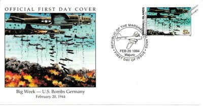 1944 WWII Big Week US BOMBS GERMANY B-17 Flying Fortress Aircraft Stamp FDC - Image 1 of 3
