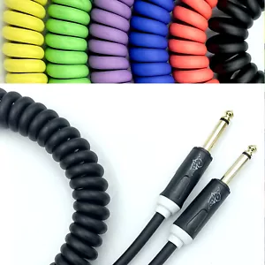 Cable rizado para instrumentos de guitarra eléctrica en espiral estilo vintage de 1/4" conector cable de conexión - Imagen 1 de 16