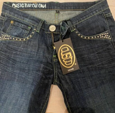 Женские джинсы Custo Barcelona с заниженной талией и заклепками прямые штанины размер 30 - Изображение 1 из 4