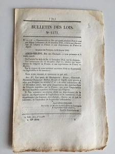 bulletin lois 1171 ordonnances rectification de la route Royale Imp. Royale 1845 - Imagen 1 de 3