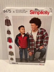 Simplicity Pattern 8475 Boys Mens Shirt Shacket Jacket Hooded Button S-XL UNCUT - Picture 1 of 4