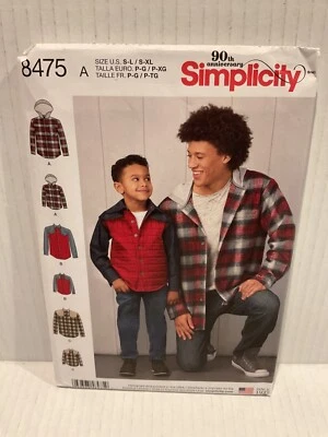 Simplicity Pattern 8475 Boys Mens Shirt Shacket Jacket Hooded Button S-XL UNCUT - Image 1 of 4