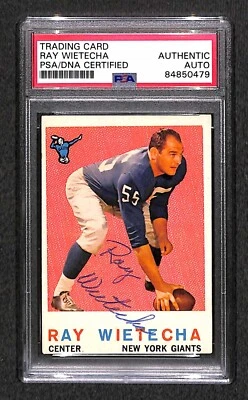 Ray Wietecha "NYG 1956 NFL Champion HOF" 1959 Topps Signed Autograph Card PSA - Image 1 of 2