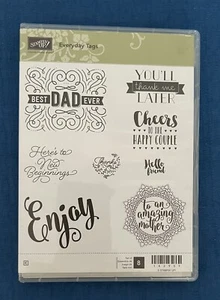 STAMPIN’ UP! • ETIQUETAS DE TODOS LOS DÍAS • JUEGO DE 8 SELLOS • Mejor papá, mamá increíble, pareja feliz - Imagen 1 de 3