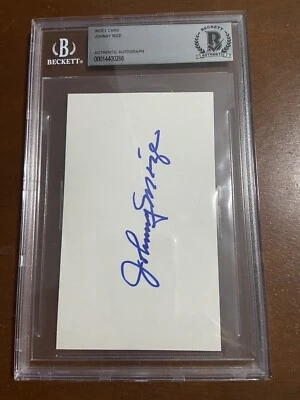 Tarjeta de índice autografiada Johnny Mize autenticación BAS HOF Yankees, Cardinals Foto 1 de 2