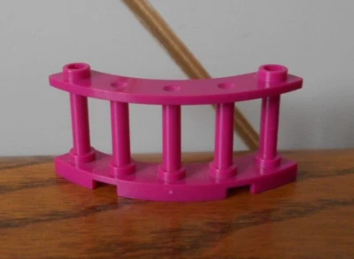 MAGENTA quarter round curved spindled fence, genuine LEGO spare part 30056 pink - Image 1 of 4