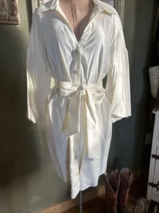 NWT Veronica Beard 12 $550 Cream Linen Puff Sleeve Shirt Dress Samy Dress - Foto 1 di 17
