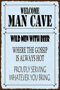 Blechschild 18x12 Bienvenido Hombre Cueva Hombres Salvajes con Varita de Cerveza Decoración Bar Pub Samml - Imagen 1 de 4