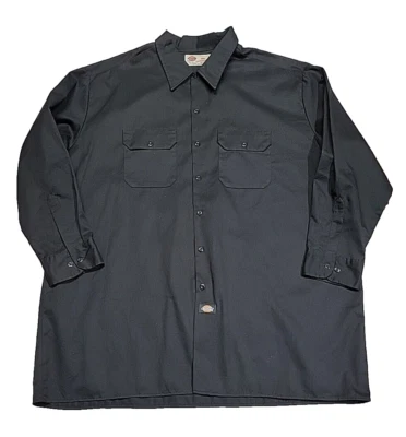 Ropa de trabajo vintage Dickies negra con botones manga larga ropa de trabajo franela para hombre 3XL Foto 1 de 4