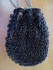 Vintage Antique Victorian Micro Beaded Brown Carnival Beads Reticule Bag Purse