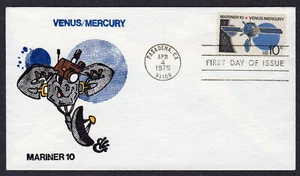 1975 Mariner 10 To Venus/Mercury (1557) - Ellis Animated Hand Colored FDC MT403 - Picture 1 of 1