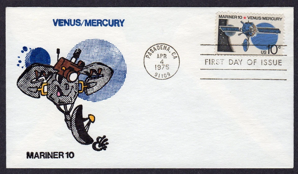 1975 Mariner 10 To Venus/Mercury (1557) - Ellis Animated Hand Colored FDC MT403 - Image 1 of 1