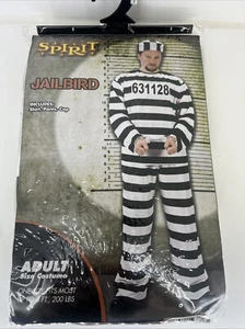 Spirit Halloween JailBird Prisoner Adult One Size Costume Shirt, Pants, Cap - Picture 1 of 2