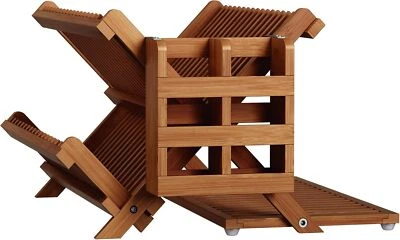Bamboo Dish Drying Rack with Utensil Holder, 3 Tier Foldable Dish Rack. - Изображение 1 из 4