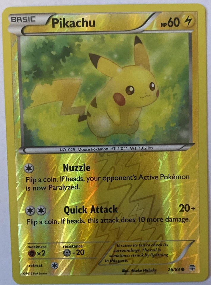 Pokemon Pikachu XY Generations 26/83 Reverse Holo & RAICHU 43/146 Reverse Holo - Image 1 of 4