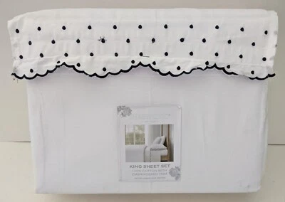 Conjunto de lençóis King chique gasto acabamento bordado ponto vieira algodão serve 17" de profundidade - Imagem 1 de 4