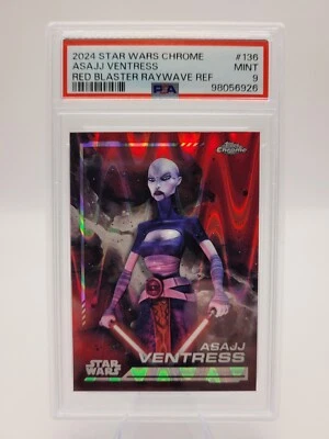 Pop 3! 2024 Topps Chrome Star Wars Red Blaster Raywave Ref Asajj Ventress PSA 9 - Image 1 of 3