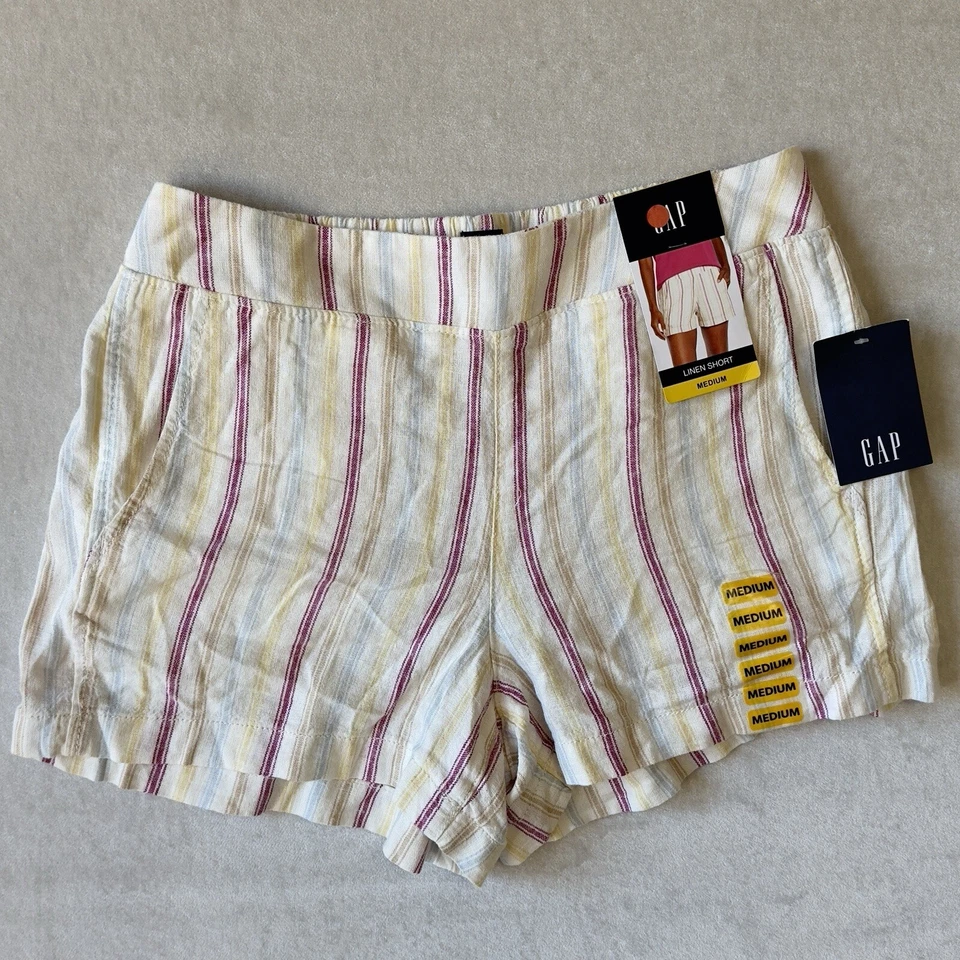 Gap Ladies Linen Short Size MEDIUM Dotted Sun Stripe
