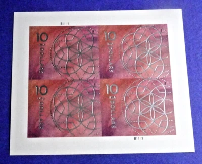 US 5755 FLORAL GEOMETRY $10 MNH/OG PLATE BLOCK OF (4) STAMPS FAIR PRICE!! - Image 1 of 2