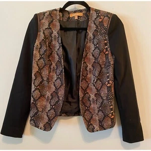 Ellen Tracy Open Blazer Jacket Brown Snake Print Design XS - Picture 1 of 8