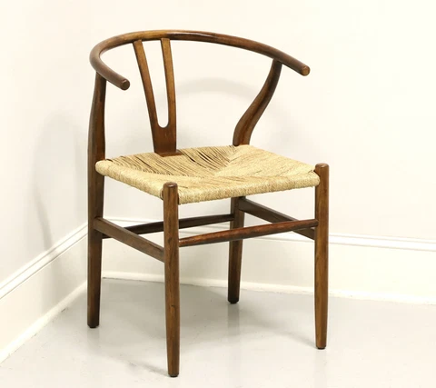 Mid 20th Century Oak Chinese Ming Armchair with Rush Seat Cover