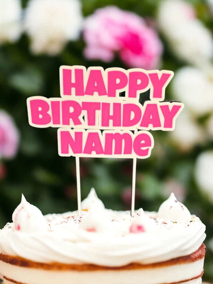 Topper de Pastel de Cumpleaños Personalizado - Nombre Personalizado - Decoración de Fiesta 3D Foto 1 de 4