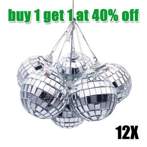 12X Disco Mirror Ball Silver Glitter XMAS Tree Decor Party Stage Lighting Effect