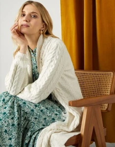 Brandneu mit Etikett Monsun Fran Longline Kabelstich Cardigan Elfenbein Größe S/M 8/14 - Bild 1 von 3