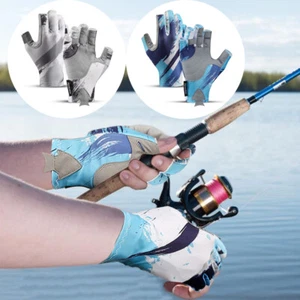 Guanti da pesca traspiranti UV protettivi solari antiscivolo mezzo dito guanti da ciclismo - Foto 1 di 14