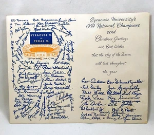 1959 Syracuse University Football Team National Champions Christmas Card - Picture 1 of 6