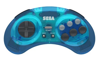 Retro-bit x SEGA MegaDrive 8-button Clear Blue BLUETOOTH Arcade Pad RET00143 43 - Image 1 of 4