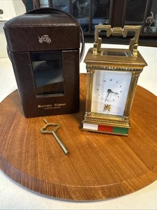 VTG MATTHEW NORMAN HAND WIND LUXURY TABLE CARRIAGE CLOCK CASE SWISS AMAZING HTF - Picture 1 of 23