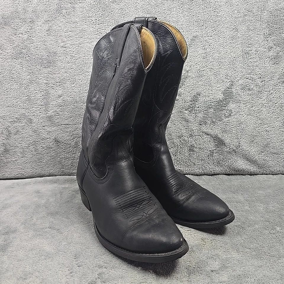 Botas de Cuero Wrangler Western para Hombres Talla 9.5 EE Negras Rodeo Vaquero Hechas en EE. UU. Foto 1 de 4