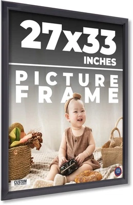 27x33 Frame Black Picture Frame  Modern Photo Frame UV Acrylic, Acid Free Backer - Image 1 of 4