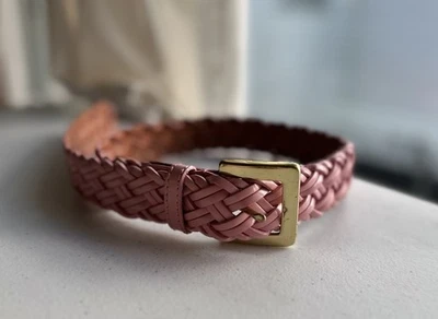 Talbots Women's Braided Leather Belt Pink Size Small - Image 1 of 4
