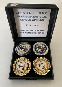 CHESTERFIELD Football Club FC Badge LIMITED EDITION PROMOTIONAL CFC Box Pin Set - Picture 1 of 8