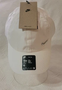 Nike Dri-FIT Club Cap KIDS One Size White Adjustable Strap Silver Swoosh Logo - Picture 1 of 4