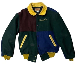 90’s Vintage Color Block Wrangler Wool Blend Varsity Bomber Jacket Size XL - Bild 1 von 7