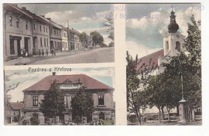 MÄHREN , BEZIRK OLMÜTZ , POZDRAV z KRELOVA , SKRBEN , KIRWEIN ca1915 - Picture 1 of 2