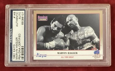 奇妙马文·哈格勒签名 1991 年 Kayo #149 拳击卡亲笔签名 PSA/DNA — 第 1/3 张图片