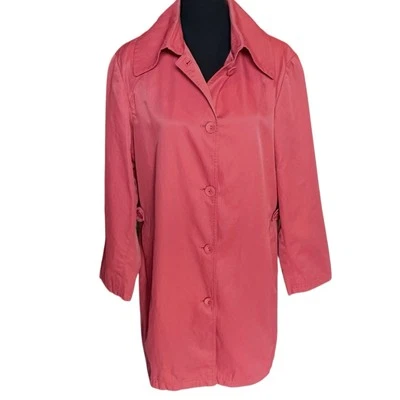 J Jill Simply Única Talla Grande 1x Rosa Midi Chaqueta de Lluvia Gabardina Ligera Foto 1 de 4