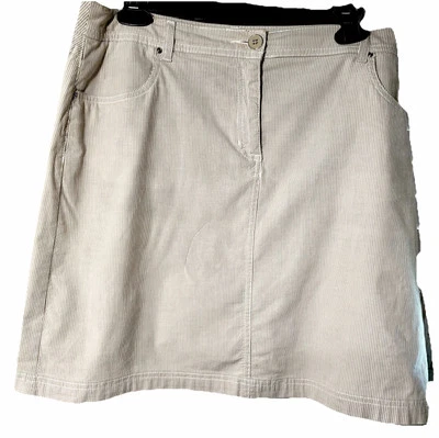 Karen Scott Beige Pin Rayas Skort Talla 8 Elástico Cintura Clásica 34”, Largo 18” Foto 1 de 4