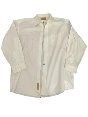 Camisa Roundtree & Yorke Etiqueta Dorada Para Hombres 16 34 Vestido Pinpoint Sin Hierro ~ Blanco Off Foto 1 de 4