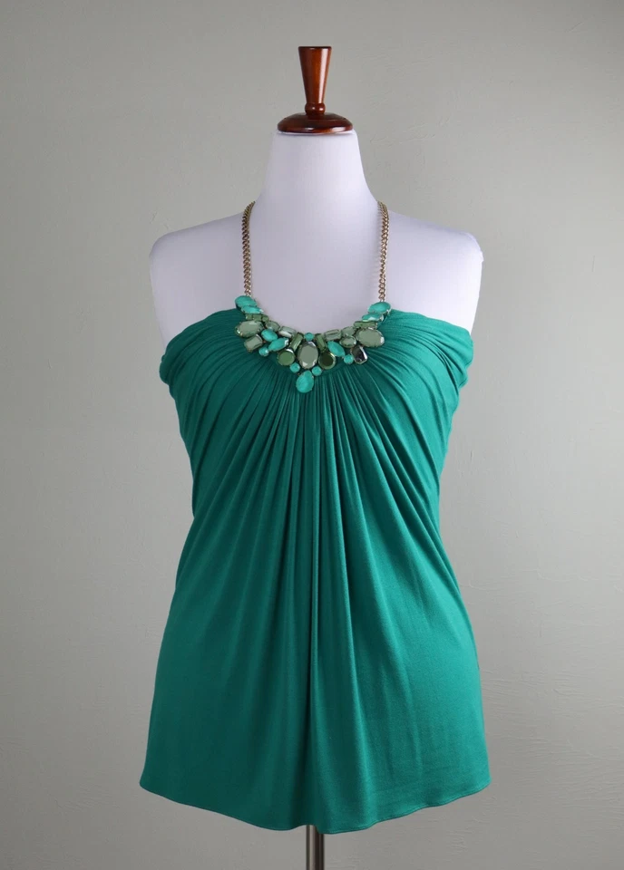 SKY BRAND $135 мягкий эластичный драгоценный камень украшенный бретелью через шею верхний размер большой - Изображение 1 из 4