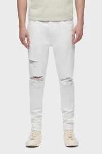 HUDSON Zack Skinny Fit White Distressed Jeans Men’s Size 38 - Picture 1 of 14